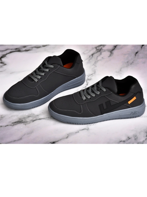 

JOKATOO Men Charcoal Grey Perforated Sneakers