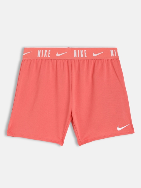

Nike Girls Peach-Coloured Dri-FIT Trophy Sports Shorts