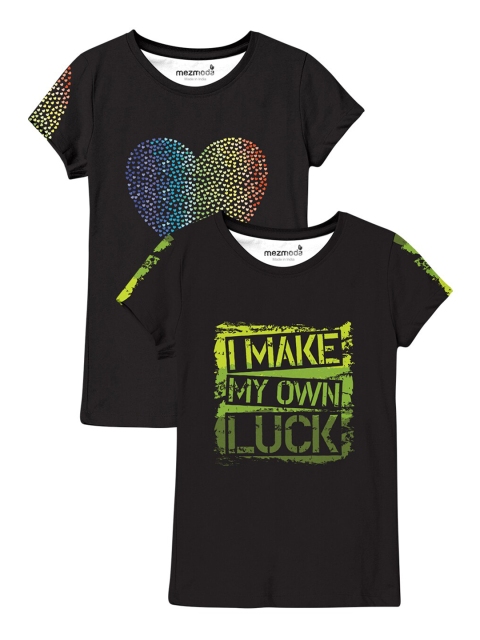 

mezmoda Girls Set Of 2 Printed Tshirts, Multi