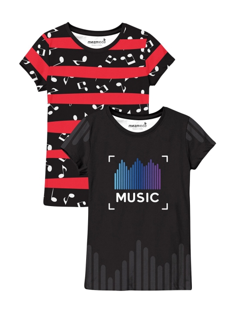 

mezmoda Set Of 2 Girls Multicoloured Printed T-shirt, Multi