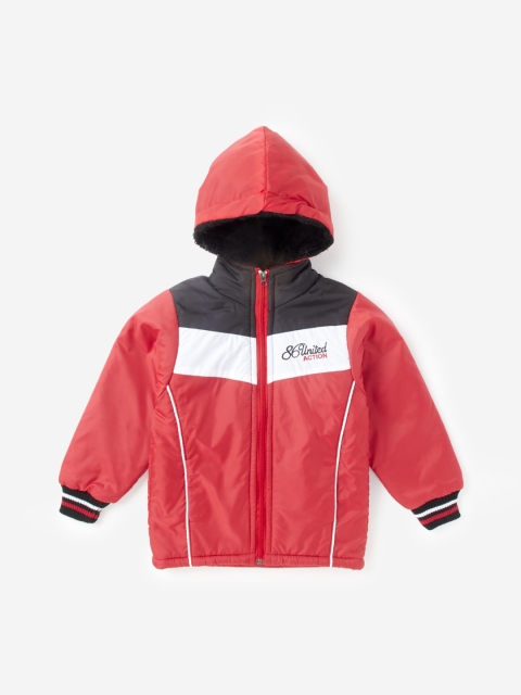 

Hopscotch Boys Red Colourblocked Open Front Jacket
