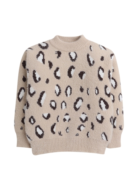 

Hopscotch Girls Grey & White Animal Printed Acrylic Pullover