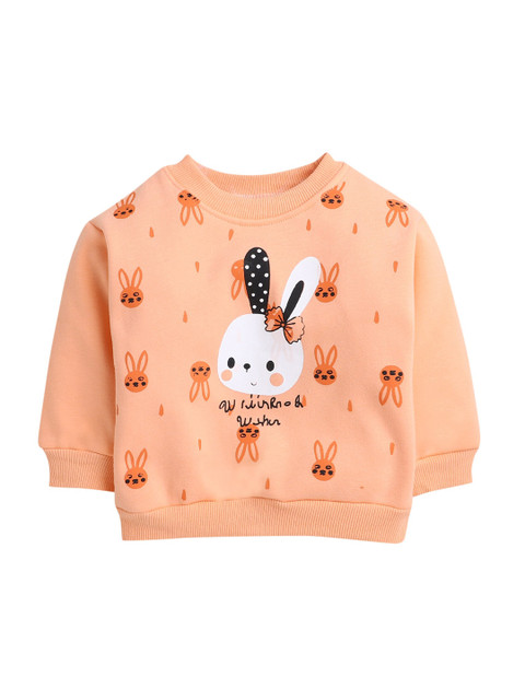 

Hopscotch Girls Orange & White Printed Sweatshirt