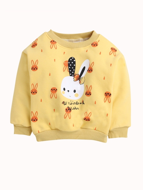 

Hopscotch Girls Yellow Printed Sweatshirt