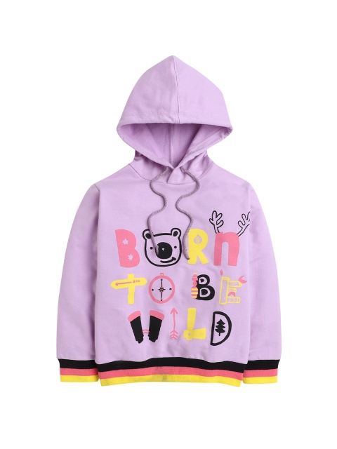 

Hopscotch Boys Purple Printed Pure Cotton Hooded Sweatshirt