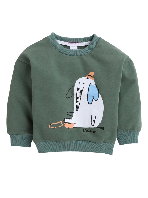 

Hopscotch Boys Green & White Printed Sweatshirt