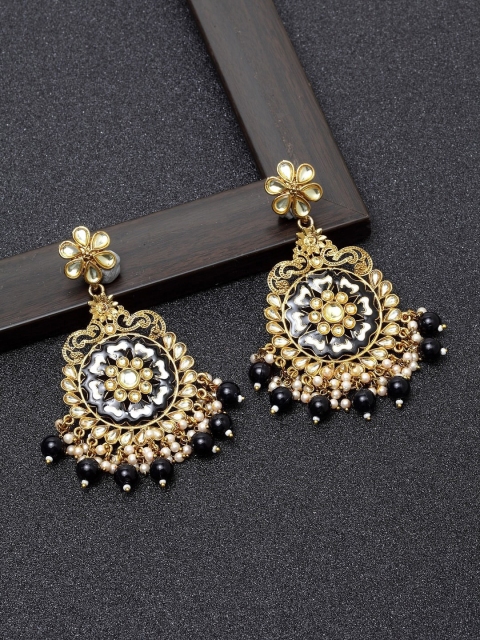 

AVANT-GARDE PARIS Black & Gold-Toned Circular Chandbalis Earrings