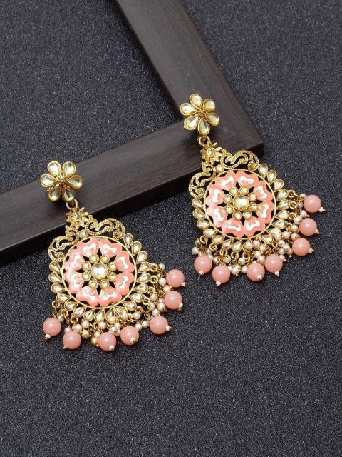 

AVANT-GARDE PARIS Peach-Coloured Circular Chandbalis Earrings