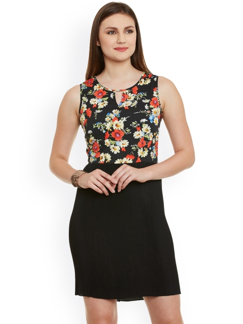 

WISSTLER Women Black Printed Crepe Sheath Dress