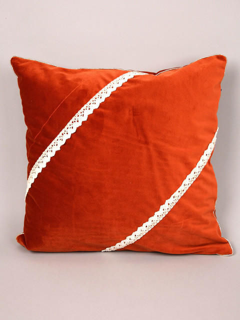 

Ariana Orange & White Velvet Lace Square Cushion Covers