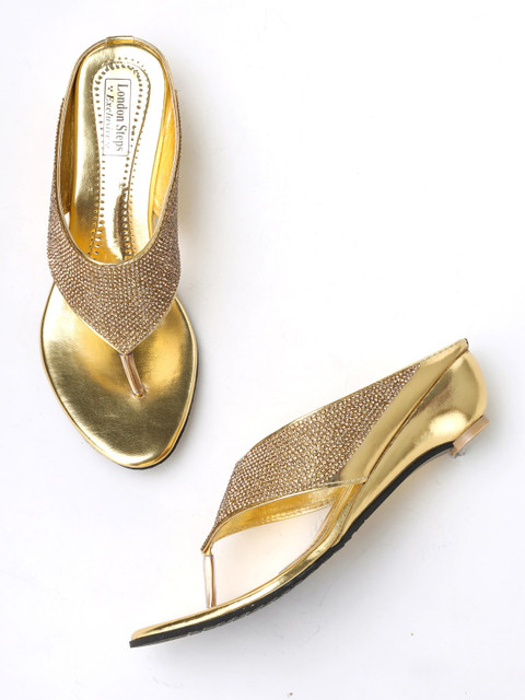 

LONDON STEPS Gold-Toned Wedge Heels