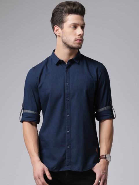 

True Blue Men Navy Blue Regular Fit Casual Shirt