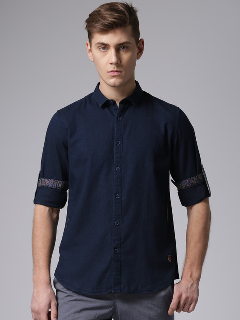 

True Blue Men Navy Blue Regular Fit Casual Shirt