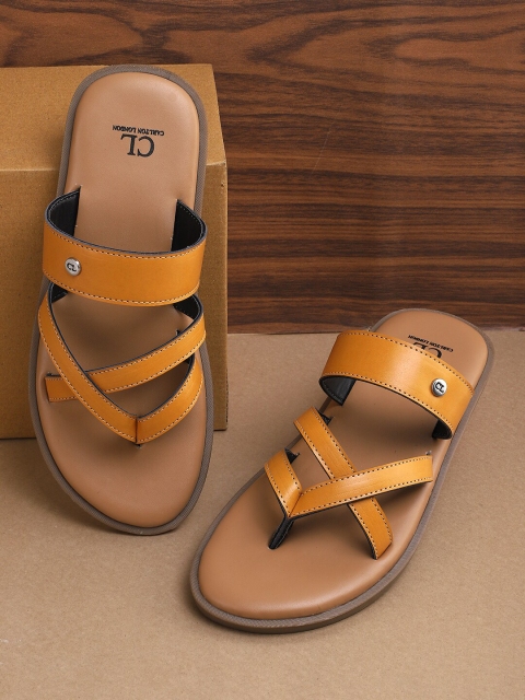

Carlton London Men Beige & Yellow Comfort Sandals