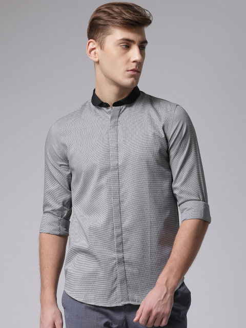 

True Blue Men Black & White Regular Fit Casual Shirt
