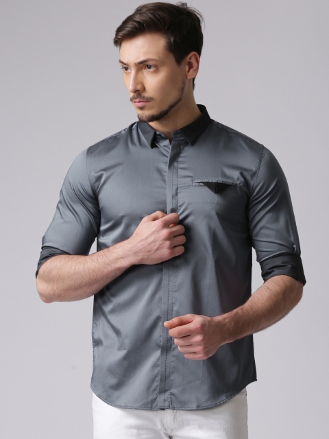 

True Blue Men Charcoal Grey Casual Shirt