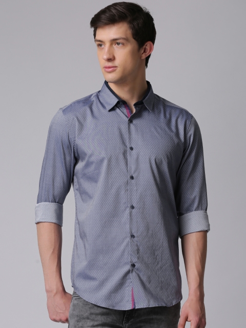 

True Blue Men Blue Printed Casual Shirt