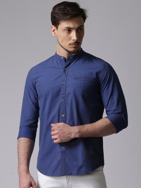 

True Blue Men Blue Solid Casual Shirt