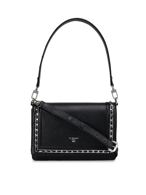 

Da Milano Black Textured Leather Structured Shoulder Bag