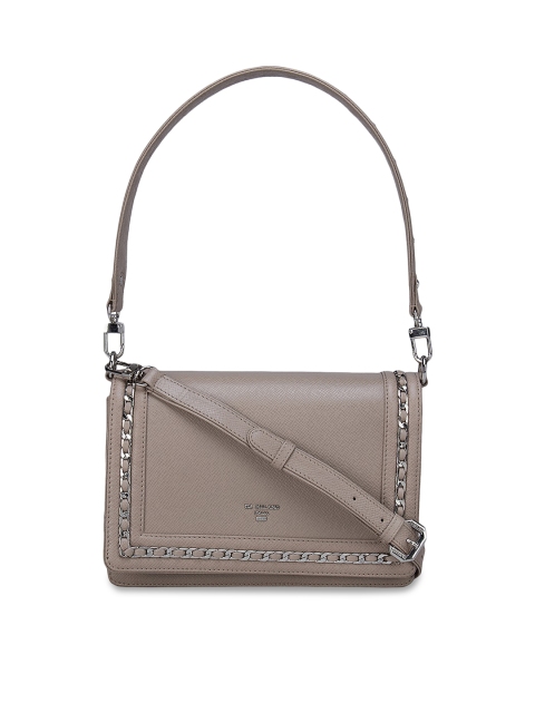 

Da Milano Taupe Leather Structured Satchel Bag