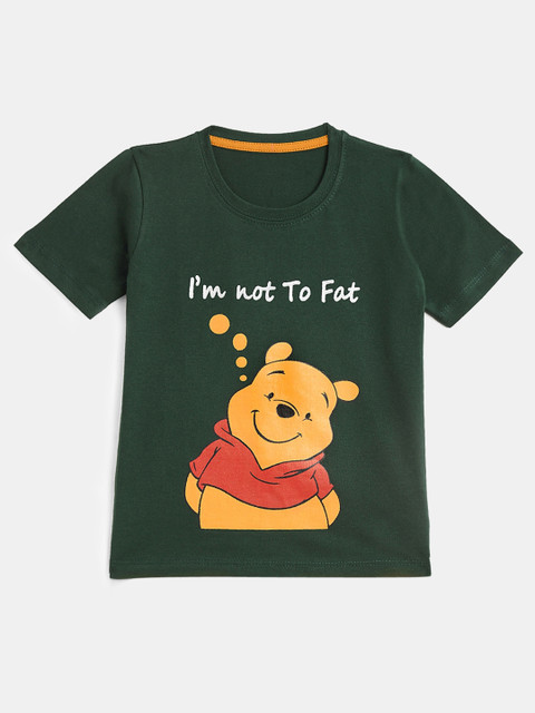 

YK Boys Green Printed Pure Cotton T-shirt