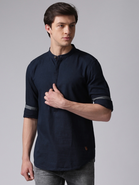 

True Blue Men Navy Blue Solid Casual Shirt