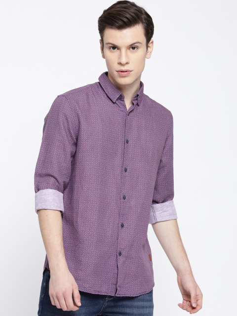 

True Blue Men Purple Printed Regular Fit Casual Shirt