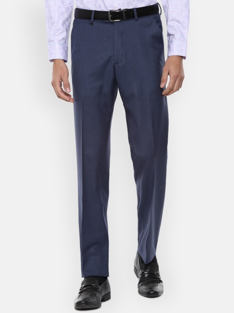 

Van Heusen Men Navy Blue Solid Regular Fit Formal Trousers