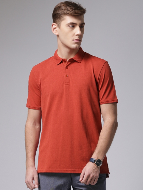 

True Blue Men Rust Red Solid Polo Pure Cotton T-shirt