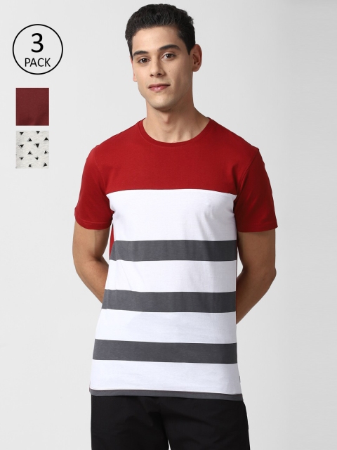 

Peter England Set Of 3 Men Red T-shirt