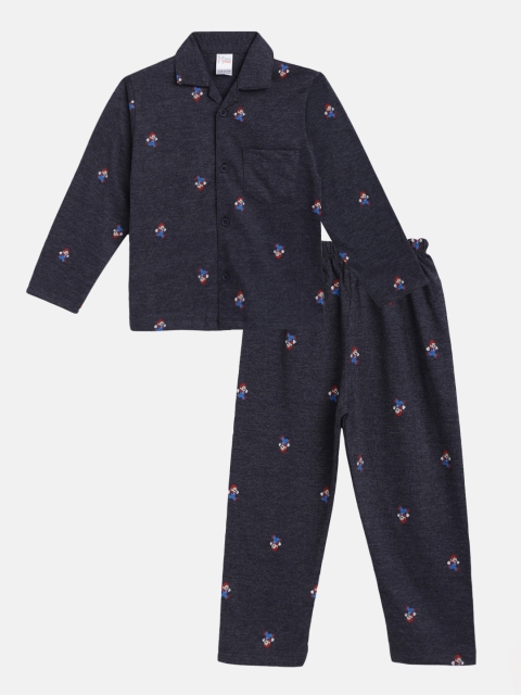 

NAUTI KIDZ Boys Navy Blue Pure Cotton Super Mario Printed Pyjamas Set