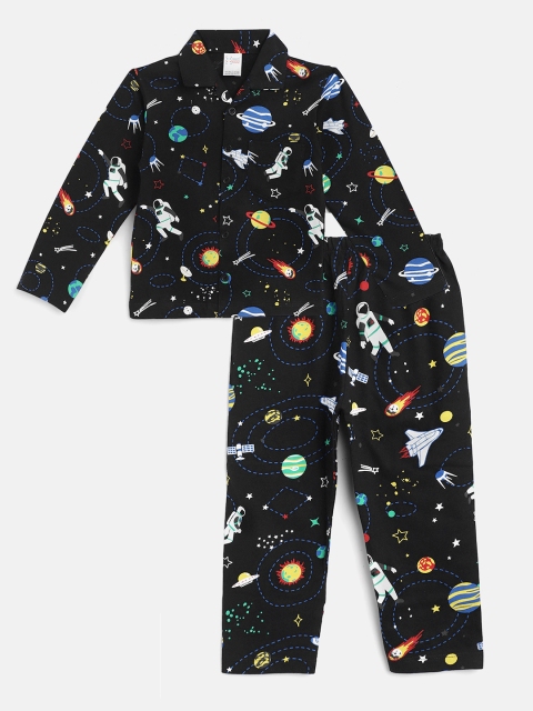 

NAUTI KIDZ Boys Black & White Pure Cotton Space Print Pyjamas Set
