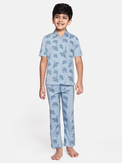 

NAUTI KIDZ Boys Blue Cotton Bike Print Pyjamas Set