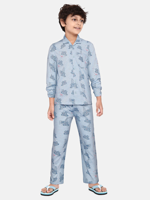 

NAUTI KIDZ Boys Blue Cotton Bike Print Pyjamas Set