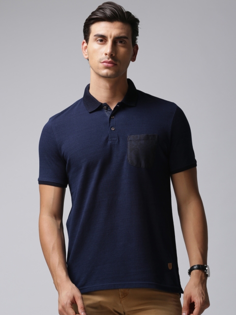 

True Blue Men Navy Solid Polo T-Shirt, Navy blue