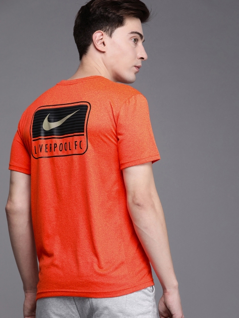 

Nike Men Orange & Black Brand Logo Printed LIVERPOOL FC Football T-shirt