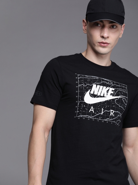 

Nike Men Black Brand Logo Printed AIR T-shirt