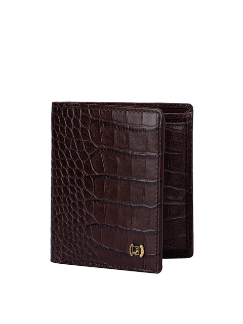 

Da Milano Men Brown Textured Leather Two Fold Wallet