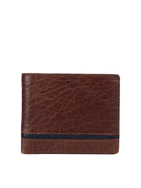 

Da Milano Men Brown Textured Leather Two Fold Wallet