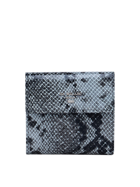 

Da Milano Women Blue & Black Textured Leather Three Fold Wallet