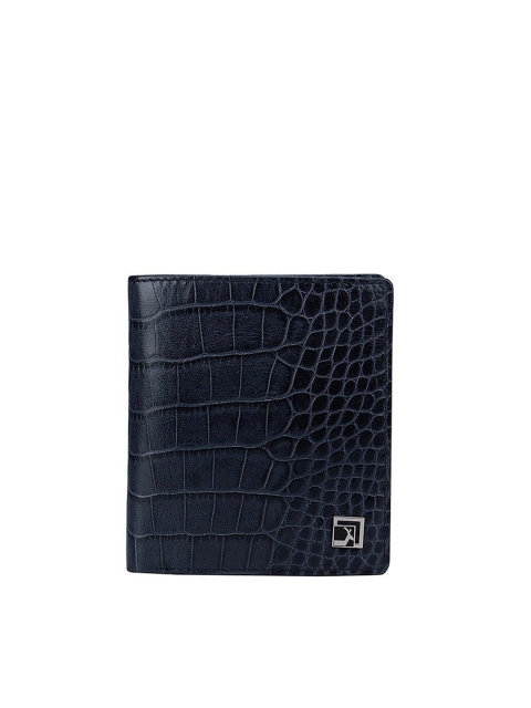 

Da Milano Men Blue Animal Textured Leather Two Fold Wallet