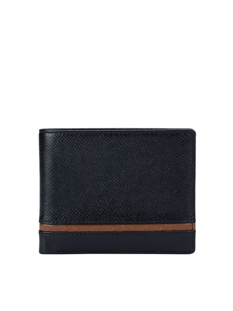 

Da Milano Men Black & Brown Textured Leather Two Fold Wallet