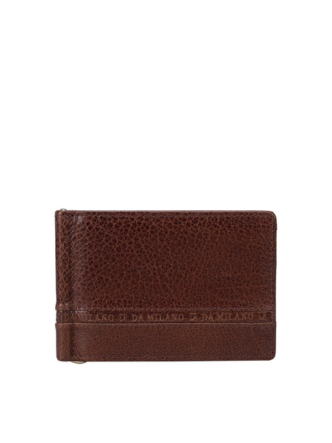 

Da Milano Men Brown Textured Leather Two Fold Wallet