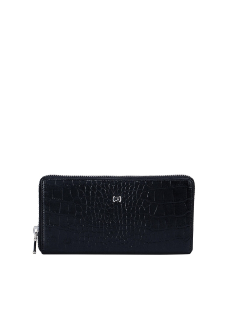 

Da Milano Women Black Textured Zip Around Wallet