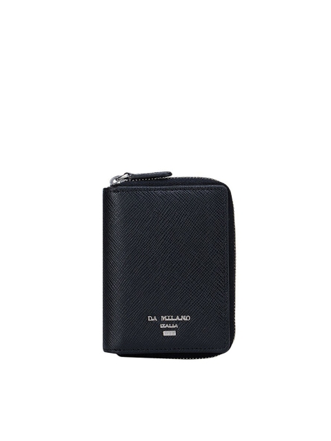 

Da Milano Men Black Textured Leather Zip Around Wallet