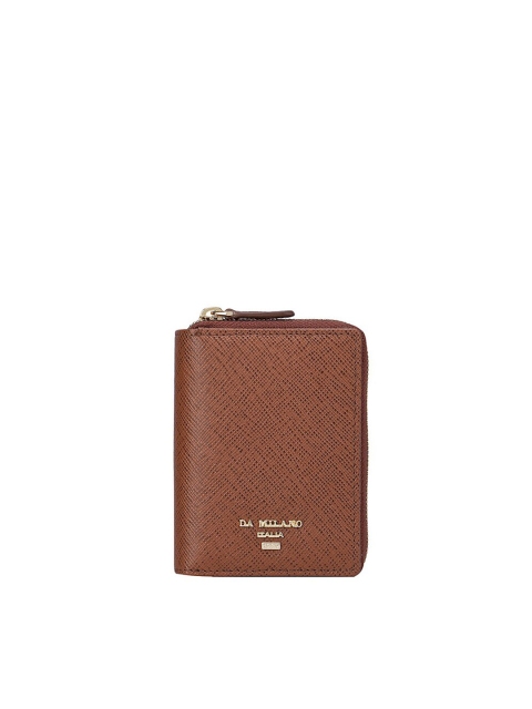 

Da Milano Men Brown Textured Leather Zip Around Wallet