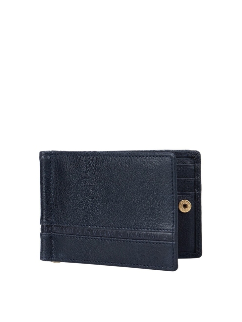 

Da Milano Men Blue Textured Leather Two Fold Wallet