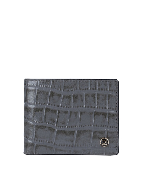 

Da Milano Men Grey Textured Leather Two Fold Wallet