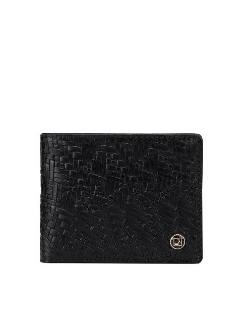 

Da Milano Men Black Textured Leather Two Fold Wallet