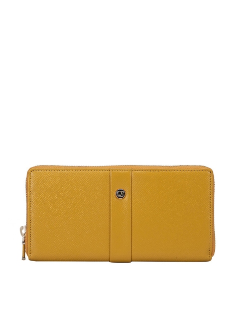 

Da Milano Women Yellow Textured Zip Around Wallet